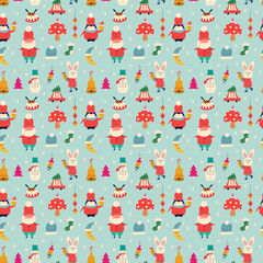 Seamless pattern on a Christmas theme. Vector illustration.
