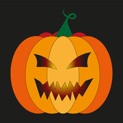 Pumpkins for halloween, with different emotions in orange color hand-drawn in vector