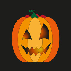 Pumpkins for halloween, with different emotions in orange color hand-drawn in vector