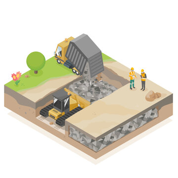 sanitary landfill isometric cartoon
