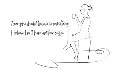 Woman drinking coffee illustration, Drinking coffee illustration