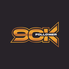 Thank you for 90k follower, online social group, happy banner celebrate, gold and black white design icon or logo isolated sign symbol vector illustration.