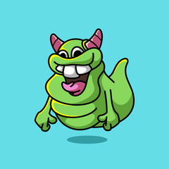 Fluffy cute monster Cartoon Illustration. Premium vector. flat cartoon style