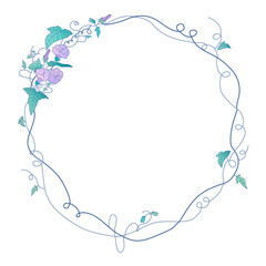 Round empty frame made of delicate floral ornament.