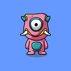 Cute monster Cartoon Illustration. Premium vector. flat cartoon style