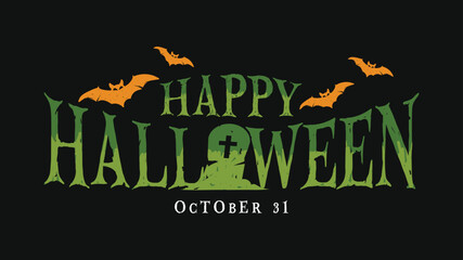 Happy Halloween vector lettering. Holiday calligraphy poster, greeting card, party invitation. Isolated illustration.