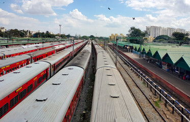 Fototapeta na wymiar Railways In The Railway Station 