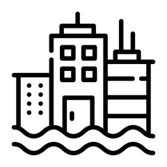 Check this line icon of water disaster