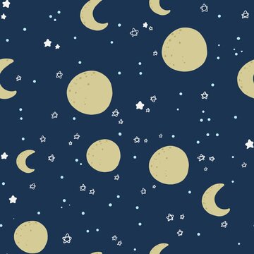Cute Moon seamless pattern design illustration for fabric textile printable