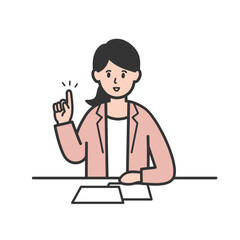 人指し指を立てながら説明する女性