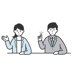 働く女性と男性の上半身イラスト