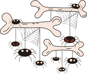 Halloween Spider Spiderweb Bone Graphic Illustration 