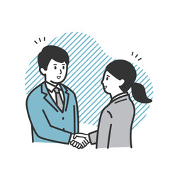 取引先と握手をする働く男女