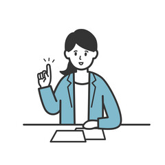 人指し指を立てながら説明する女性