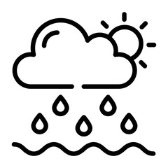 Rainstorm icon designed in outline style 