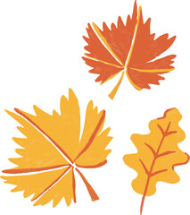 Fototapeta premium Cheerful Autumn Leaves Hand Drawn Autumn Illustration