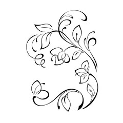 ornament 2463. decorative element with stylized flowers on stems with leaves and swirls. graphic decor