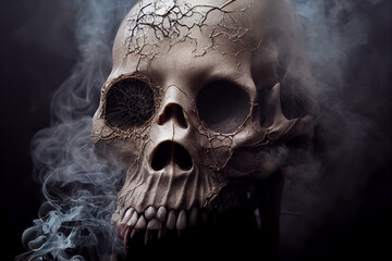 Fototapeta Abstract, surreal, creepy skull of smoke.Digital art obraz