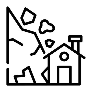 house destroyed by landslide black outline clip art preview