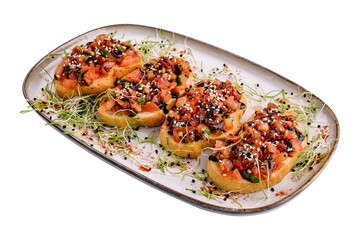 italian appetizing bruschetta with tomato on plate