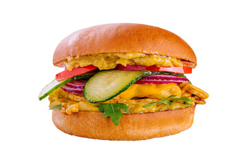grilled chicken fillet Burger isolated on white