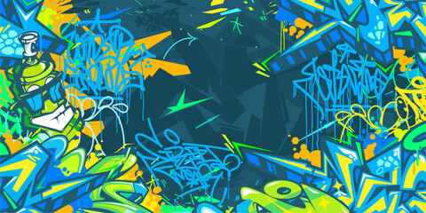 Trendy Abstract Urban Street Art Graffiti Style Vector Illustration Background Template