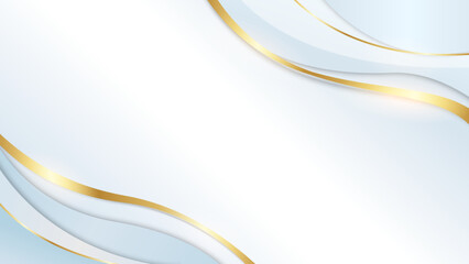 Obraz premium 抽象的な薄い青と金の曲線の背景ベクターイラスト
