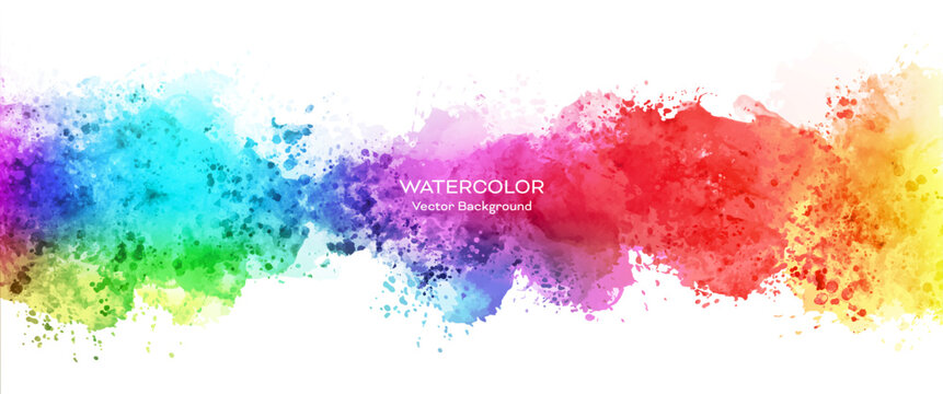 抽象的な鮮やかな虹色の水彩背景イラスト（ベクター）