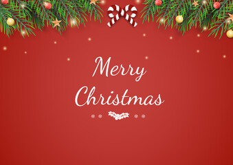 Fototapeta na wymiar merry christmas greeting card with tree decoration