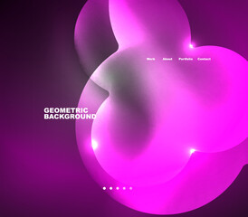 Neon glowing bubbles, circles magic energy space light concept, abstract background wallpaper design