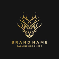 Chinese Calligraphy of Dragon, dragon face line logo icon vector illustration