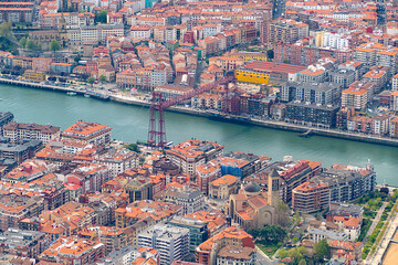 aerial view of Bilbao with harbor