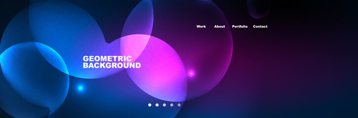 Neon glowing bubbles, circles magic energy space light concept, abstract background wallpaper design