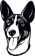 Fototapeta na wymiar Basenji - Funny Dog, Vector File, Cut Stencil for Tshirt