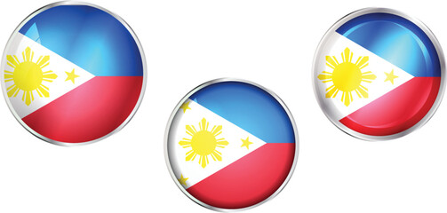 Round national flag pin of Philippines.Circular vector flag of Philippines