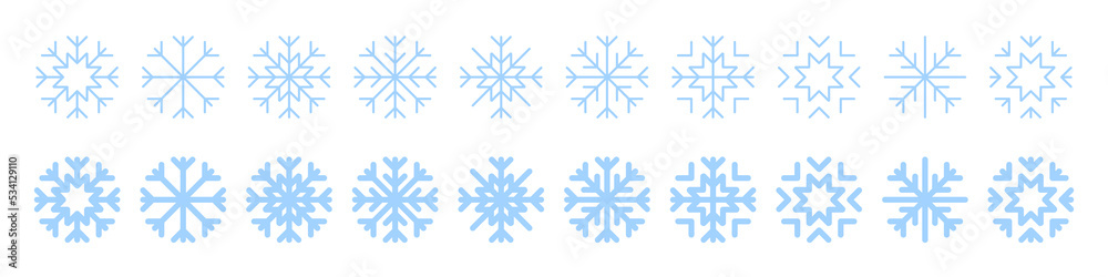 Wall mural snowflakes vector icons. blue snowflake. snowflakes template. snowflake winter. snowflakes icons. sn