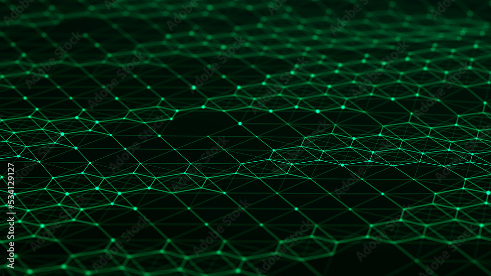 Poster green technology background. futuristic hexagon background. technology concept. big data. 3d