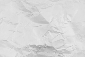 White crumpled paper texture background, clean white wrinkled paper, top view.