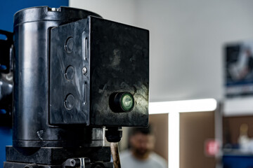 The electric lift for cars in the car repair service