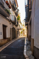View of the old streets at Sitges, a Spanish Beach Resort