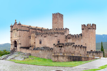Fototapeta na wymiar Castle of Xavier is located on a hill in Navarre