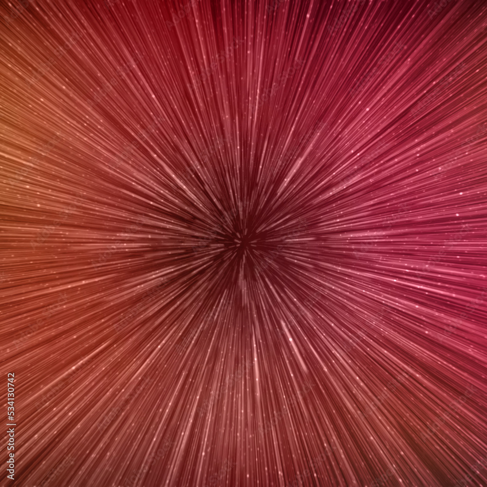 Wall mural hyperspace speed effect in night starry sky. bright red galaxy, square background