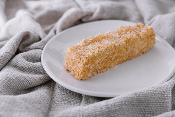 Piece of napoleon cake on a plate