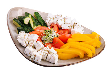 White goat feta cheese and vegetables