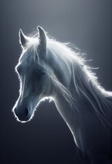 Naklejka na ściany i meble horse background head white horse with moans and hair ears