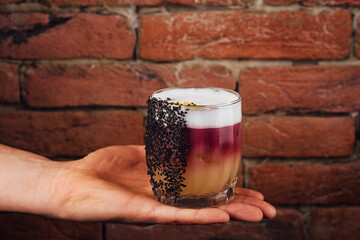 New York Sour Cocktail with foam