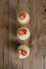 Pastries decorated with strawberries