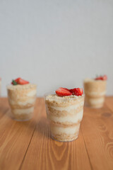 Pastries decorated with strawberries