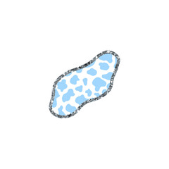 Blue Cow Print And Silver Decorative Glitter Outline