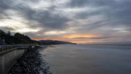 Long exposure image of St Clair beach at sunrise. Dunedin, New Zealand.